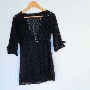 Echo Black eyelet Top